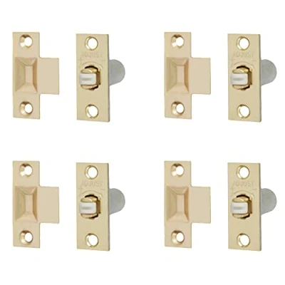Image of Adjustable Roller Catch Spring Loaded Latch Lock for Internal Doors Brass Plated Pack of 4