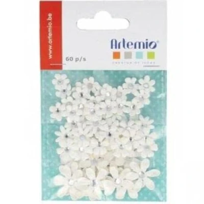 Image of Artemio Set of 60 Mini Paper Flowers, White, 1 x 7.5 11.5 cm