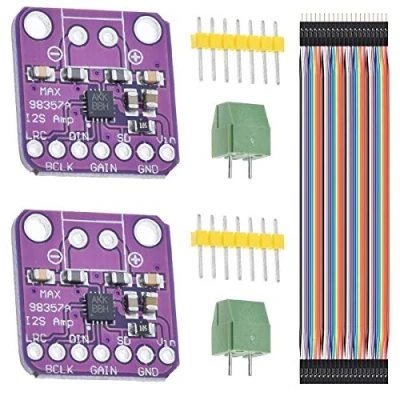 Image of Youmile 2PCS MAX98357 Audio Power Amplifier Module I2S Class D Filterless Amplifiers Board for Arduino, Raspberry Pi, Esp32 with Dupont Cable