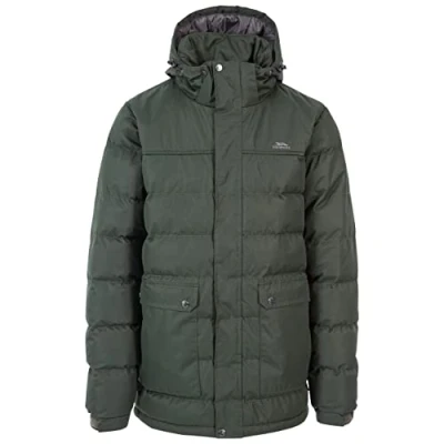 Image of Trespass Men SPECTER Warm Padded Waterproof Winter Jacket with Stud Off Hood Olive, XX Small