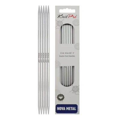 Image of KnitPro 20 cm x 4.5 mm Nova Double Pointed Needles, Silver