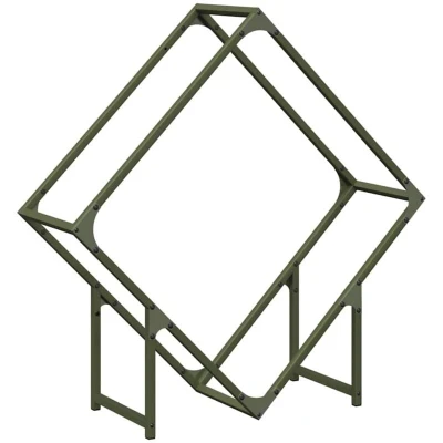 Image of vidaXL Firewood Rack Olive Green 80x25x80 cm Cold rolled steel