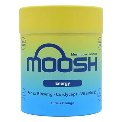Image of Moosh Mushroom Gummies 3000mg 60 (Reishi, Lions Mane, Chaga, Coryceps) Sugar Free, 100% Vegan (Energy (Cordyceps))