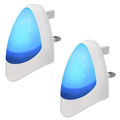 Image of 2 Pack Blue Automatic LED Night Light Plug in &amp; Energy Saving Dusk Dawn Sensitive