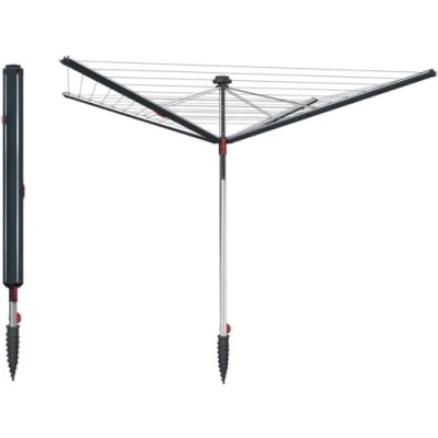 Image of Vileda Sun Rise Compact Outdoor Rotary Clothes Dryer, No Sag Washing Lines, Retractable Lines to Stop Tangles, Space Saving Design, Built in Cover, 50m Line