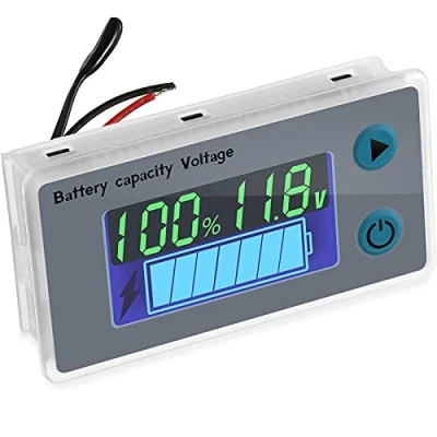 Image of 10 100V Digital Battery Capacity Tester Indicator Golf Cart Voltage Temperature Switch Meter Panel （12V Alarm）