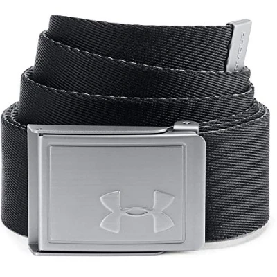 Image of UNDKU#Under Armour Men Men&#039;s Webbing 2.0 Belt Black/ Rhino Gray/ Black (001), OSFA