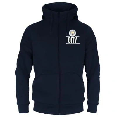 Image of MANCHESTER CITY FC Official Football Gift Mens Fleece Zip Hoody Navy XXL