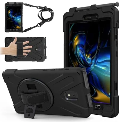 Image of TECHGEAR X Case fits Samsung Galaxy Tab Active 5 8.0&quot; (SM X300 / SM X306) Tough Rugged HEAVY DUTY Armour Shockproof Impact with 360 Rotating Stand, Hand Strap and Shoulder Black
