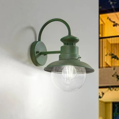 Image of Lindby outdoor wall light Celinor, green, steel, Ø 15 cm