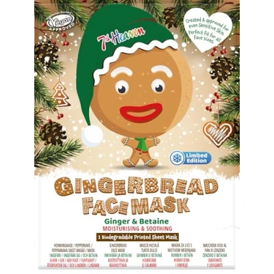 Image of 7th Heaven Gingerbread Face Mask Sheet with Ginger &amp; Betaine to Moisturise Soothe Skin Limited Edition
