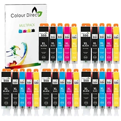 Image of Colour Direct 550 551 Compatible Ink Cartridges for Canon Pixma iP7250 MG5650 MX925 MG6450 iX6850 MG5550 MX920 MX725 iP8750 MG6350 MG5450 MG6650 PGI 550XL CLI 551XL 25 Pack (5 Sets)
