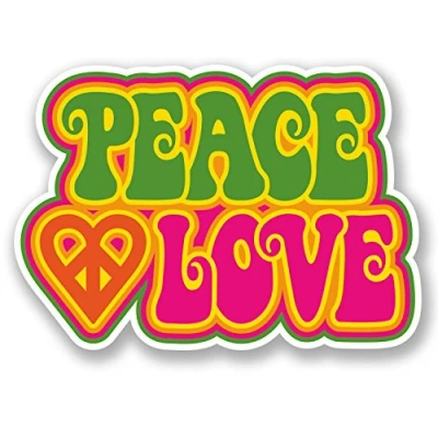 Image of 2 x 15cm Peace Love Sticker Decal Symbol Hippy Camper Beetle Fun Girls #6035 (15cm Wide 10.5cm Tall)
