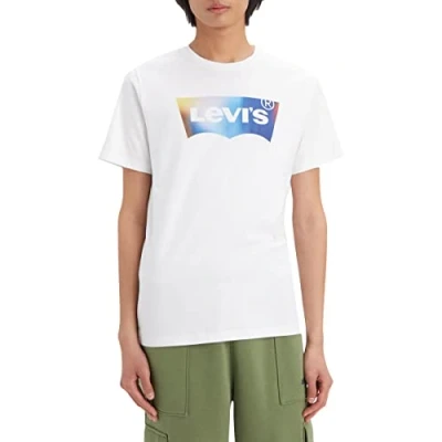 Image of Levi&#039;s Men&#039;s Graphic Crewneck Tee T Shirt, Batwing Blur Fill Caviar, M