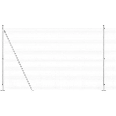 Image of vidaXL Welded Wire Fence with 7 Flanged Posts 1.6x10 m Galvanised Steel