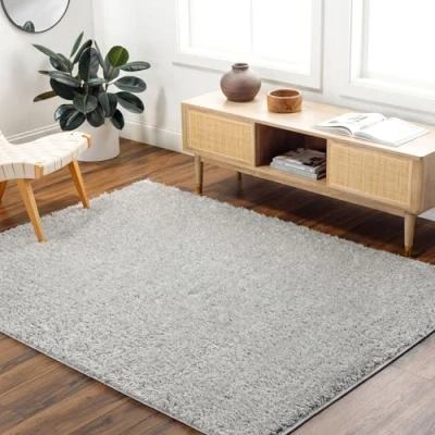 Image of Livabliss Shaggy Rug Modern Berber Living Room 200x275 cm, Soft Rugs for Bedroom Neutral Boho Fluffy Rug, Easy Care Plush Thick Pile Large Light Grey