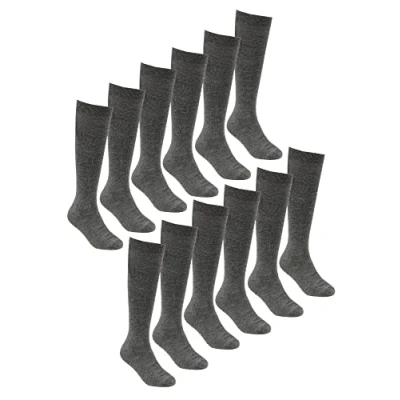Image of 12 Pair Multipack Kids Knee High Bamboo Socks Sock Snob Soft &amp; Breathable Long School (12 3, Dark Grey)