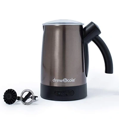 Image of Drew&amp;Cole Barista Frothiere Milk Frother 200ml Electric Steamer for Cappuccinos, Hot Chocolate &amp; Lattes Easy Touch Control 4 Programmed Styles 2 Interchangeable Whisks