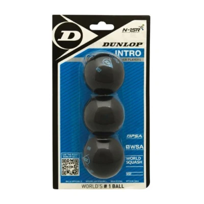 Image of Dunlop Squash Balls Intro blue, 3 Ball Blister Pack, for Beginners and Hobby Players Fast Speed
