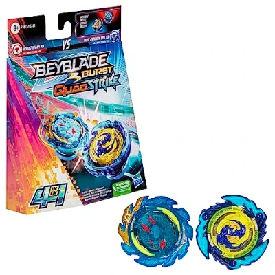 Image of Beyblade Burst QuadStrike Comet Helios H8 and Tidal Pandora Epic P8 Spinning Top Twin Pack, Battle Toy