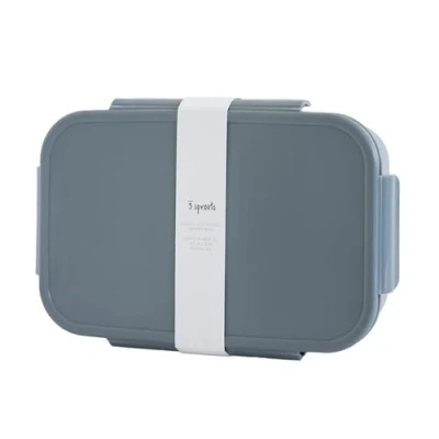 Image of 3 Sprouts Recycled Plastic Bento Box for Kids Eco Friendly Lunch Boxes Leakproof Kid Toddler Daycare with Multiple Compartments, Microwave &amp; Dishwasher Safe Blue