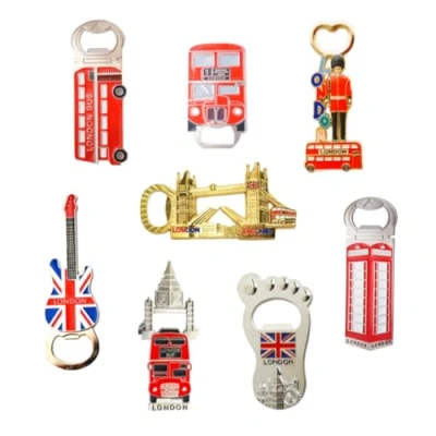 Image of Great Mix of Famous UK Britain London Icons/Landmarks Fridge Magnet Bottle Openers Set 8