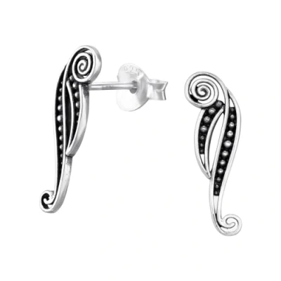 Image of The Rose &amp; Silver Company Women Girls 925 Sterling Oxidised Climber Stud Earrings