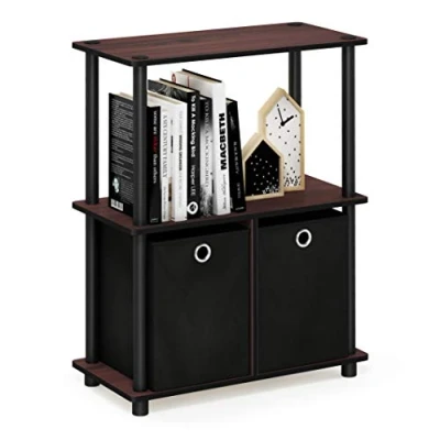 Image of Furinno Storage Shelves, Wood, Dark Cherry/Black, one size