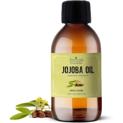 Image of Golden Jojoba Oil For Skin 250ml 100% Pure Hair Growth, Cold Pressed, Nails, Stretch Marks, Carrier Makeup Remover &amp; Face Moisturiser