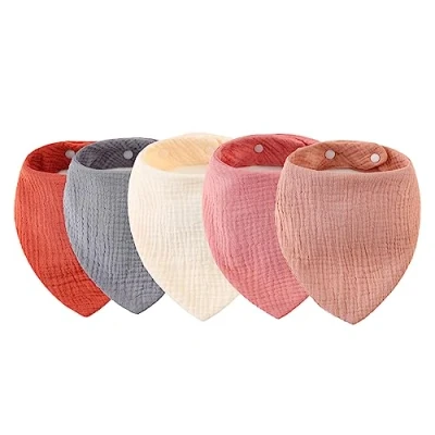 Image of FOLODA Baby Bandana Bibs Unisex Super Absorbent Gentle Teething For Infnats 5 Pack