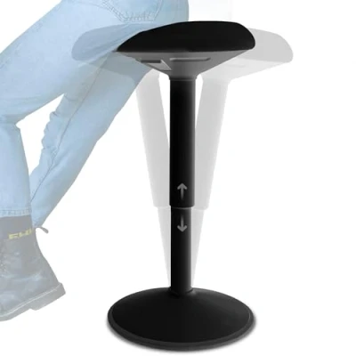Image of Backerz Ergonomic Stool Office with 55 80 cm Height Adjustment Seat and Standing Wobble Work for Home Covered Water Repellent Fabric, Matte Black