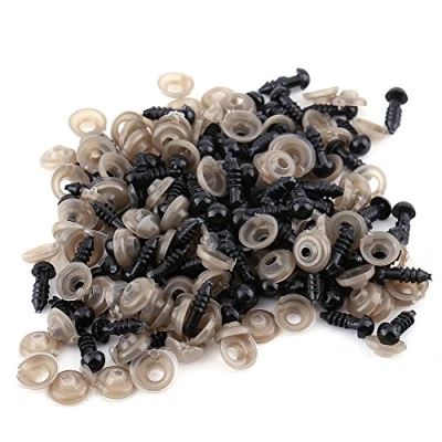 Image of Eyes Plastic, 100 Pieces 6mm Safety With Washers Teddy Bear Doll Black (6mm)