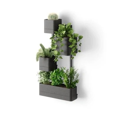 Image of Umbra Modern and Contemporary Wall Planter, Polypropylene (PP), Black, 4 pots