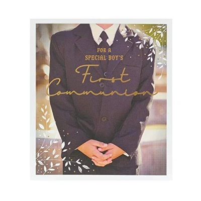 Image of UK Greetings First Communion Card, Holy Congratulations Religious for a Special Boy&#039;s Communion, Photographic Card Boys