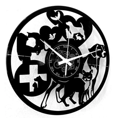 Image of Instant Karma Clocks Vinyl Wall Clock Vintage Handmade Decor Home Office Pets Dogs I Love, Black