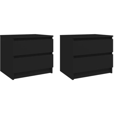 Image of vidaXL Bed Cabinets 2 pcs Black 50x39x43.5 cm Engineered Wood