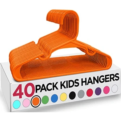 Image of Utopia Home Plastic Kids Hangers for Clothes Pack of 40 Durable and Slim Baby Space Saving Children&#039;s All Purpose Garment Trouser Skirt Bar Toddler (Orange)