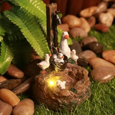 Image of Fiorky Animal Garden Statue with Solar Lights, Squirrel/Duck Water Fountain Outdoor Sculpture, Cascading Freestanding Resin Statue, Feature Decoration (Duck)