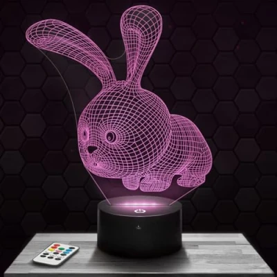 Image of Night Light Cute Rabbit Bedside lamp 3D LED Illusion, Christmas, Gift idea for Boys and Girls, Children&#039;s or Adult Bedroom