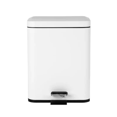 Image of Beldray Dual Compartment Bin Separation Trash Can, Rectangular Rubbish Bin, 5 Litre, Removable Inner Buckets, Foot Pedal, Large Waste for Office, Bathroom, Bedroom, White, LA035235WHTFEU7