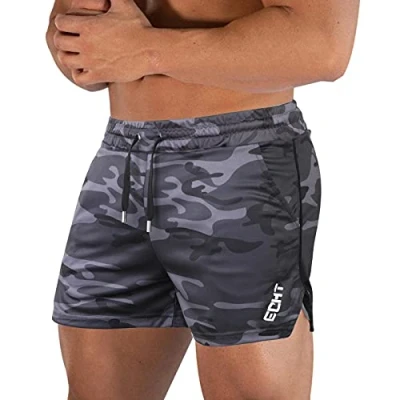 Image of Superora Men&#039;s Running Gym Sport Breathable Outdoor Workout Training Pockets Shorts, Gray Camo, XXL