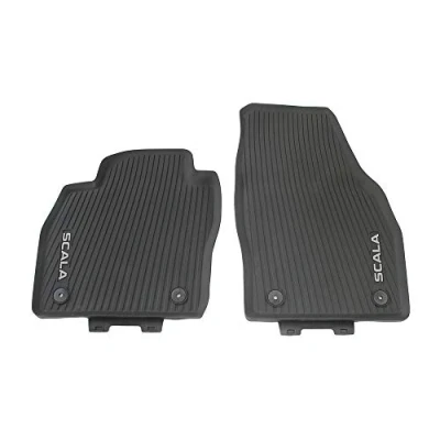 Image of Skoda 657061502 All Weather Floor Mats Front Rubber 2 x with Scala Lettering in White