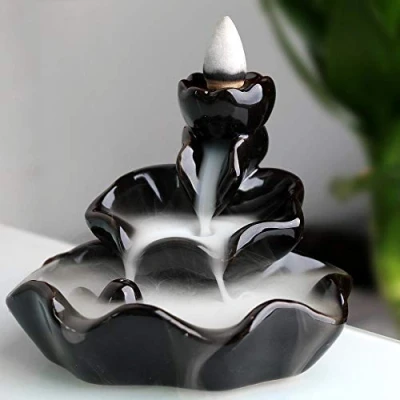 Image of Incense Burner, Backflow Holder Ceramic Cones Burner Stick Home Decor Handicraft Gift with 10 Free