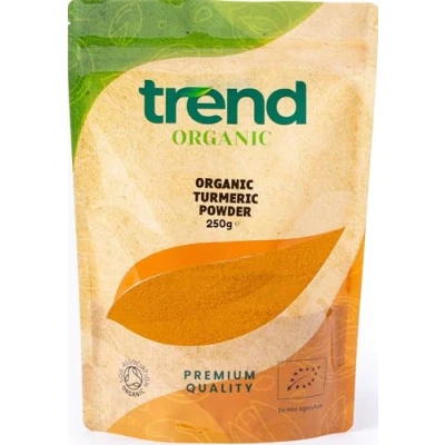 Image of Trend Organic Turmeric Powder, Versatile Kitchen Essential, Ideal Spice for Baking and Cooking with Earthy Flavour, Certified Organic, Vegan, Non GMO, No Additives Preservatives, Raw, 250g