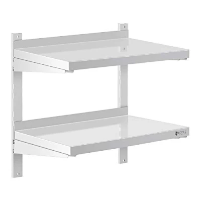 Image of Royal Catering Stainless Steel Wall Shelf Kitchen Commercial 2 Shelves 40x60cm RCWR 600.4 (Shelf Thickness 3.5cm, Load Capacity/Shelf 20kg)