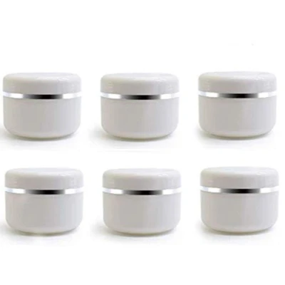 Image of 100ml White Silver Edge Empty Refillable Cosmetic Plastic Jars with Dome Lid Make Up Face Cream Lip Balm Lotion Storage Container Travel Case Bottle Pot Pack of 6 (100ml/3.34oz)