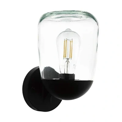 Image of EGLO Donatori Outdoor Wall Lamp, 1 Bulb Light Vintage, Retro, Made of Aluminium, Plastic in Black and Clear Glass, Lamp with E27 Socket, IP44
