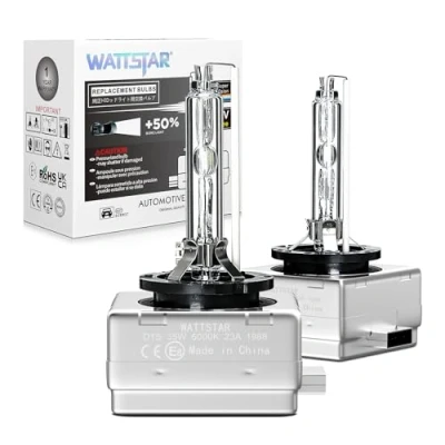 Image of wattstar D1S Xenon Bulb 18 Months Warranty, 35W 6000K HID Headlight Bulbs Compatible with 66144 66140 85140 85415 66140XNL, IP68 waterproof.Socket Type: Pk32d 2.(pack of 2)