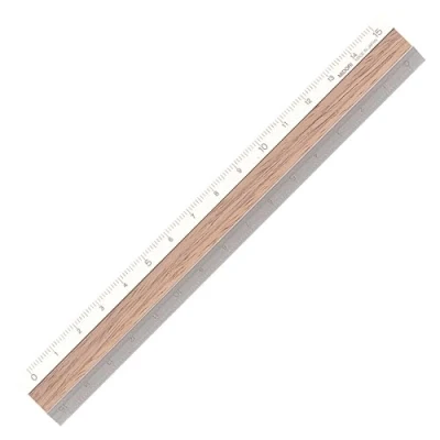 Image of Midori 42274006 Ruler, Aluminum, Wood, 5.9 inches (15 cm), Dark Brown A