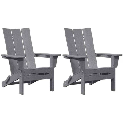 Image of vidaXL Foldable Adirondack Chairs 2 pcs Light Grey 74.5x80.5x90 cm HDPE